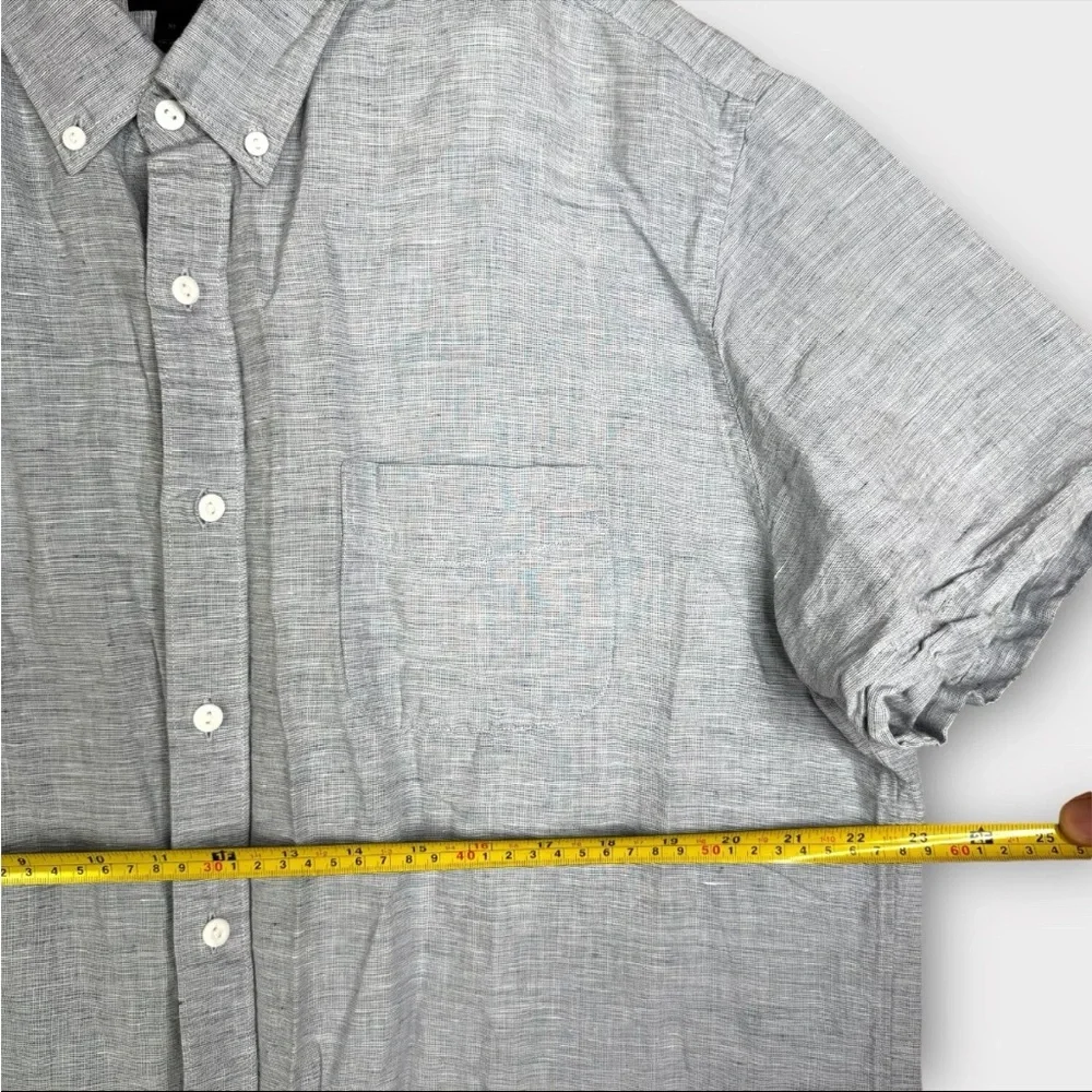 J Crew Baird McNutt Irish Linen Men’s XL Shirt Gray Button Down S/S Comfort Boho